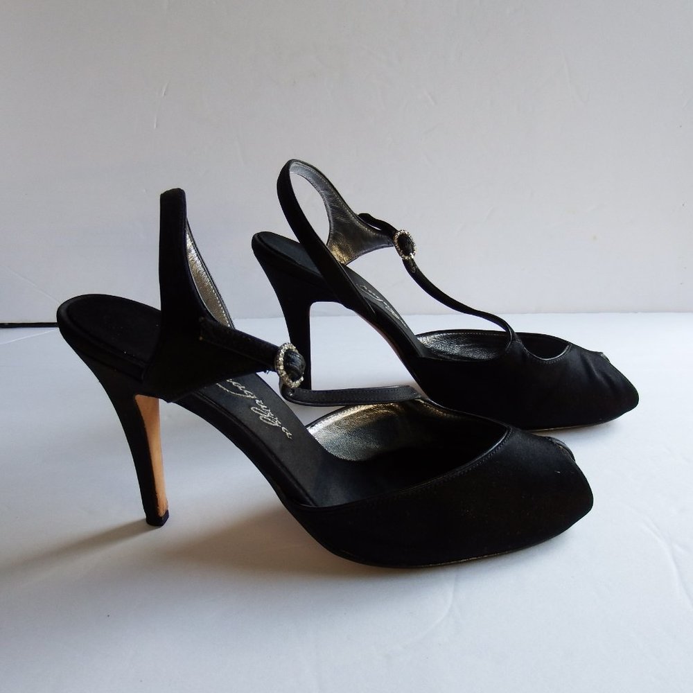 Ragazza Black Satin Formal Shoes 7B